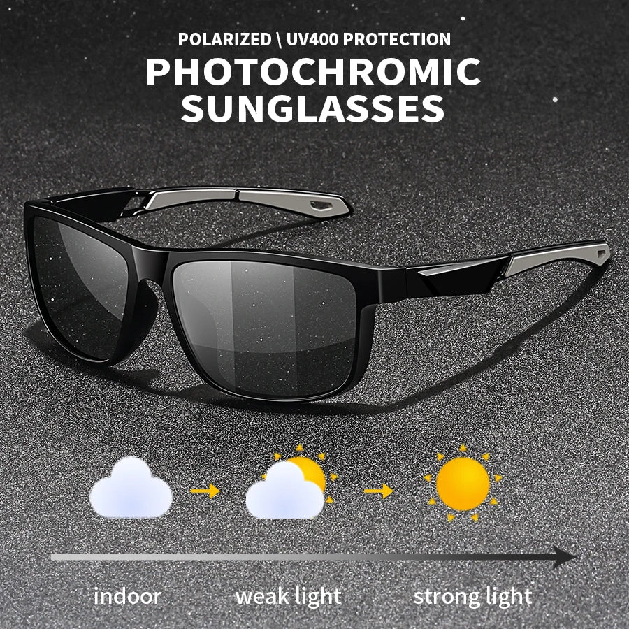LOR MALE Photochromic Polarized Sports Vintage Sunglasses Men Women Fishing Cycling Driving Mountaineering Chameleon Sun Glasses