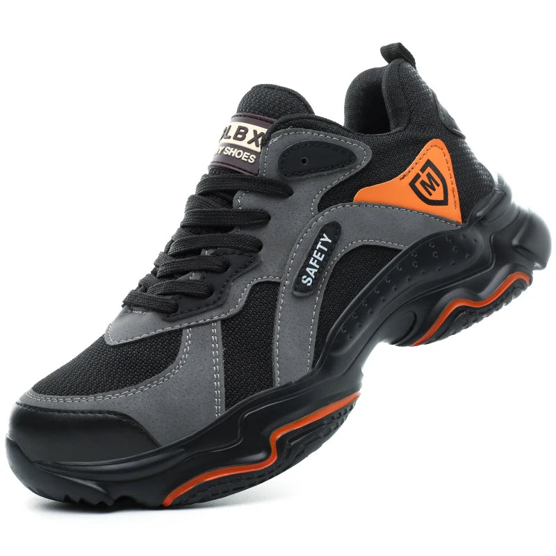 LOR MALE Steel Toe Safety Shoes Men Work Safety Boots Lightweight Breathable Comfortable Sneakers Men Boots Slip-Resistant Shoes
