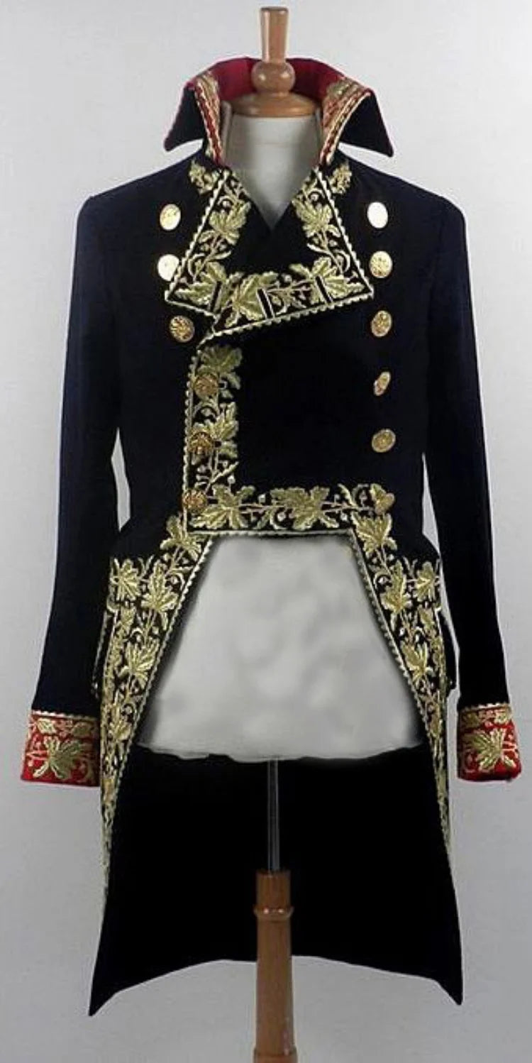 LOR MALE Men's British Military Jacket 18th Century Royal Guard Officer Soldier Tuxedo Historical Regency Aristocrat Hussar Parade Coat