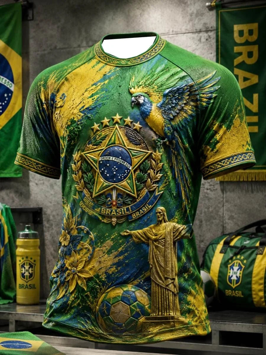 2026 New Brazilian Flag Themed Football Jersey, Fan Friendly Sports Training, Quick Drying T-shirt for Men Family Kids Tees Tops