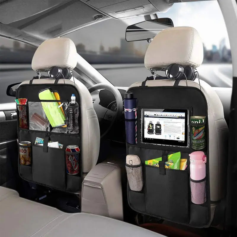 LOR MALE Car Backseat Organizer with Touch Screen Tablet Holder Auto Storage Pockets Cover Car Seat Back Protectors Car Accessories