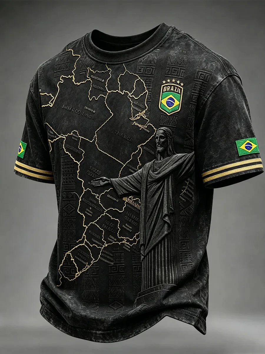 2026 Brazil Football 3D Printed Jersey Men Women Summer Breathable Quick Drying Short Sleeved T-shirt Family Matching Clothing