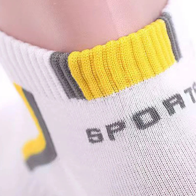 LOR MALE 5pairs Men's Fashion Sports Socks, Striped Cotton Sweat Absorption Breathable Comfortable Ankle Socks