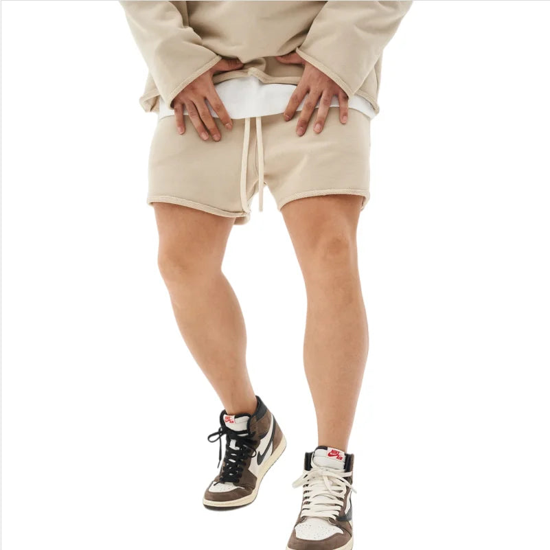 LOR MALE Men's Casual Shorts Workout Trousers Fitness Solid Color Summer Jogger Shorts Gym Training Running Fshion Trend edge curl Shorts