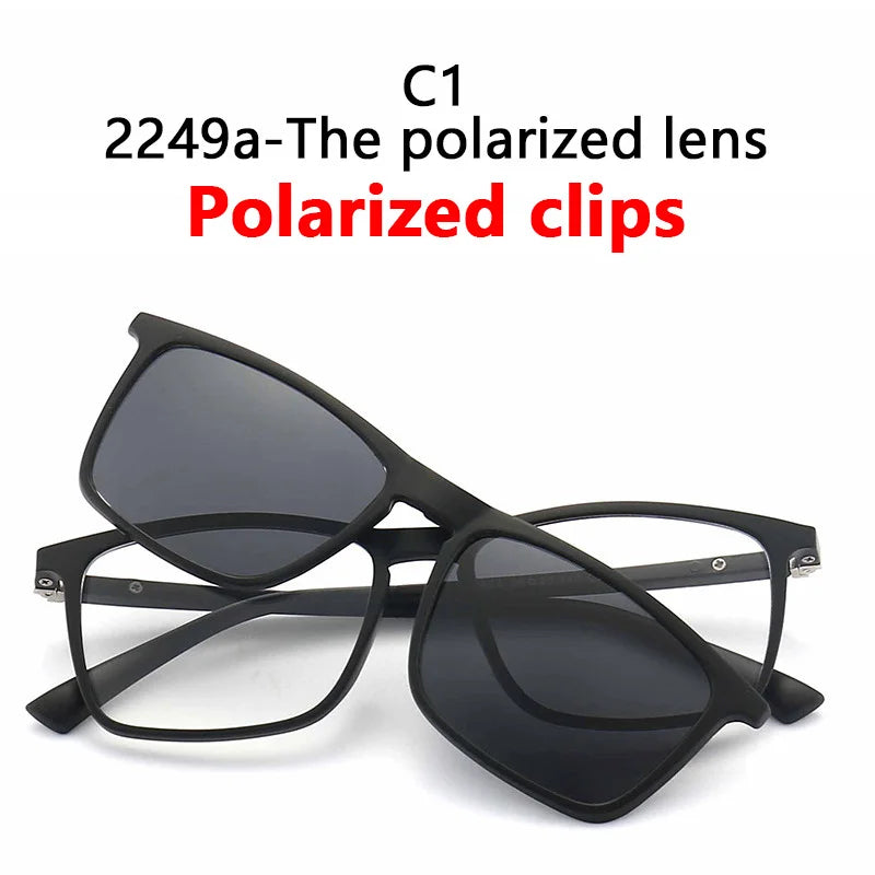 LOR MALE Polarized Sunglasses Men Women 2 In 1 Magnetic Clip On Glasses TR90 Optical Prescription Eyewear Frames Eyeglasses