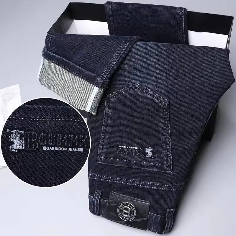 LOR MALE Men's Straight-leg Jeans High-quality Light Luxury Embroidered Casual Versatile Fashion Slimming Smooth Silhouette Style