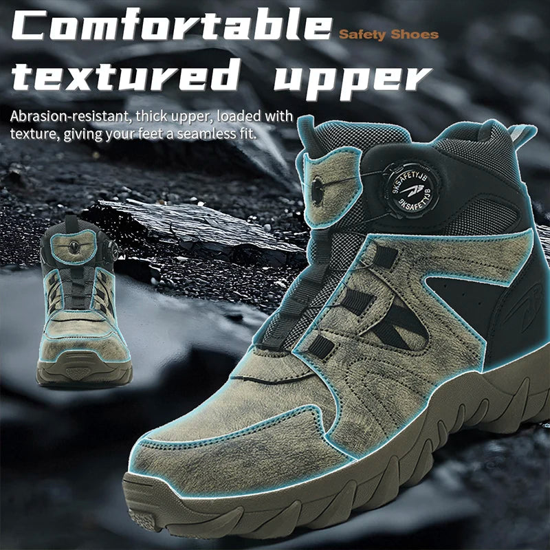 LOR MALE Waterproof Safety Boots Men Indestructible Steel Toe Work Boots Anti-smash Stab-resistant Safety Shoes Mens Tactical Ankle Boots