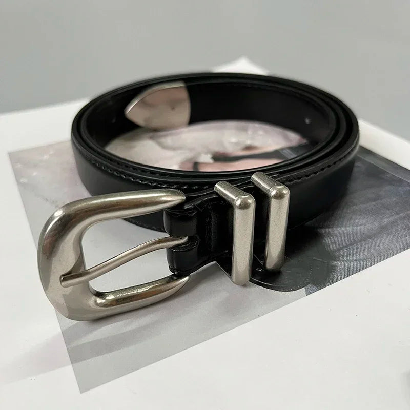 LOR MALE High Quality Real Leather Jeans Belts For Women Simple Design Metal Buckle Waist Belts Cowskin Men Unisex Casual Strap Ceinture