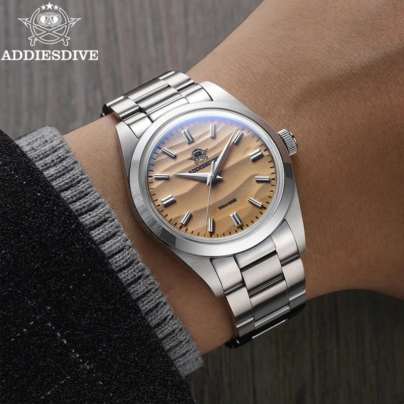 LOR MALE ADDIESDIVE AD2030 Quartz Watch Simple 10Bar Steel Dive Wristwatch Bubble Mirro 2