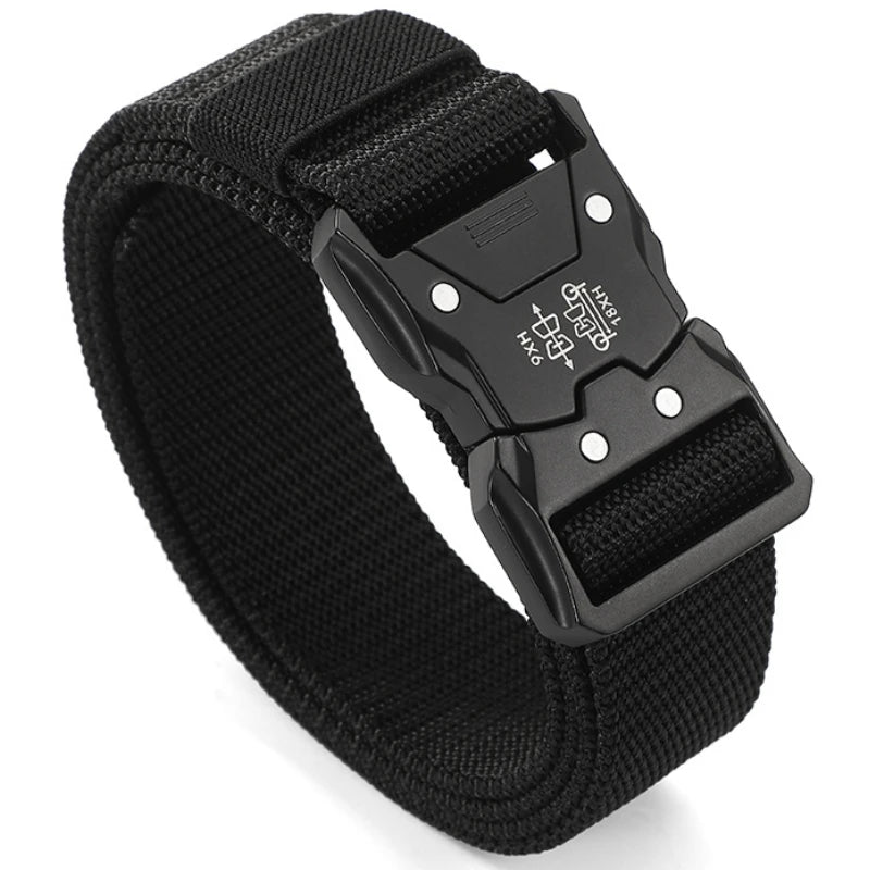 LOR MALE Men's Belt Outdoor Hunting Tactics Belt Multi functional Buckle Nylon Belt High Quality Marine Corps Canvas Belt