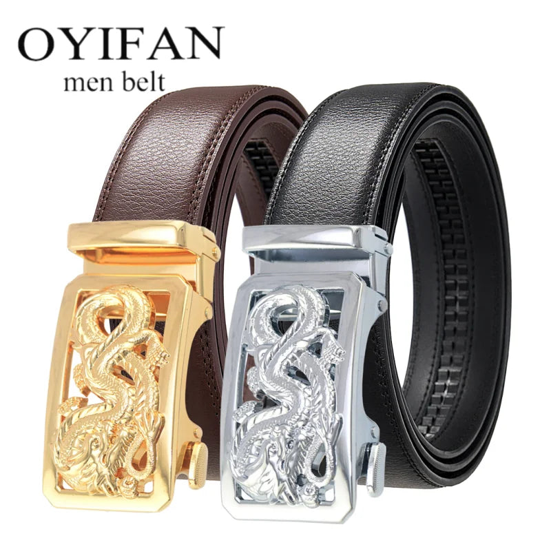 LOR MALE Belt men high quality automatic buckle personalized belt casual belt soft pu leather ratchet belt popular
