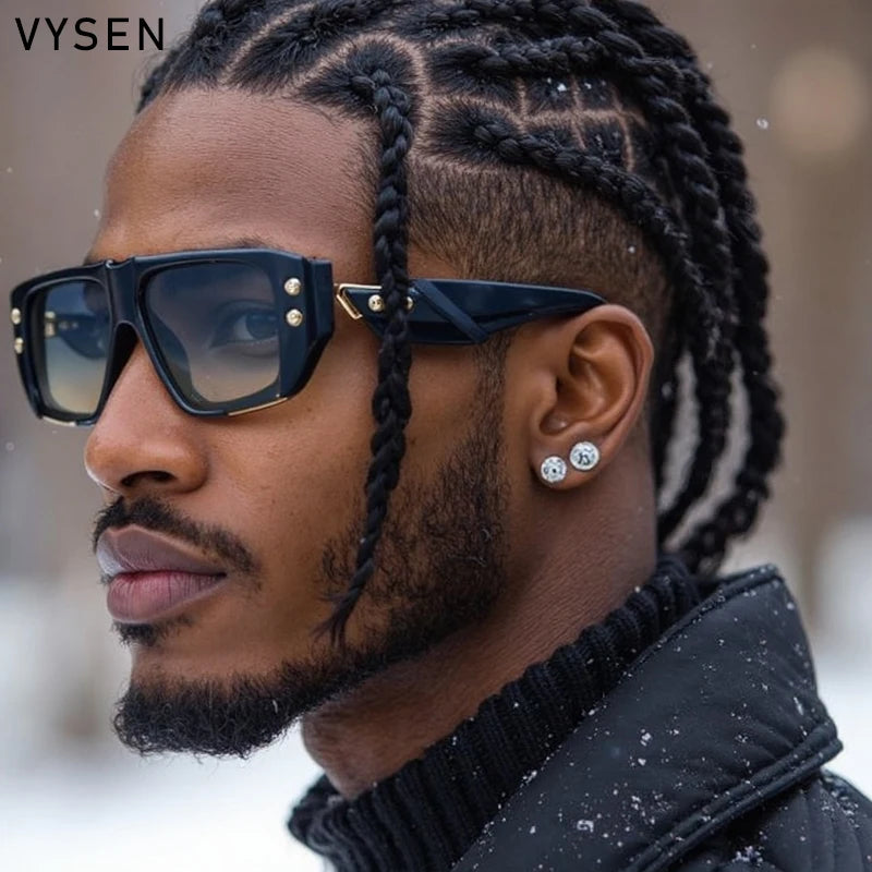 LOR MALE Polarized Steampunk Square Sunglasses Men 2026 Luxury Brand Punk Big Frame Driving Sun Glasses Fashion Eyewear For Male Shades