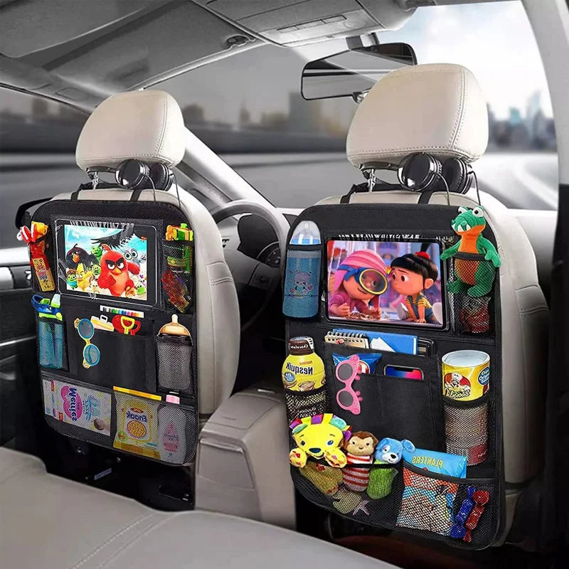 LOR MALE Car Backseat Organizer with Touch Screen Tablet Holder Auto Storage Pockets Cover Car Seat Back Protectors Car Accessories