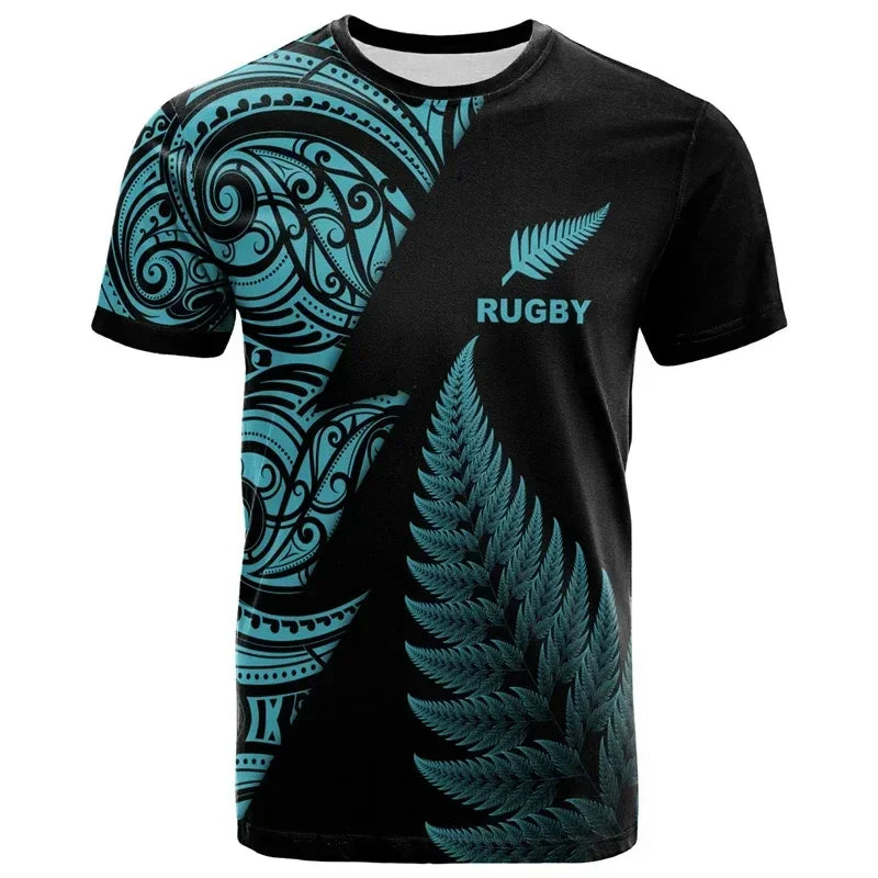 2026 Summer New Zealand Maori Rugby Printed T-shirt Fitness Sports Parent Child Quick Drying T-shirt Fashion Hawaiian Sports Top