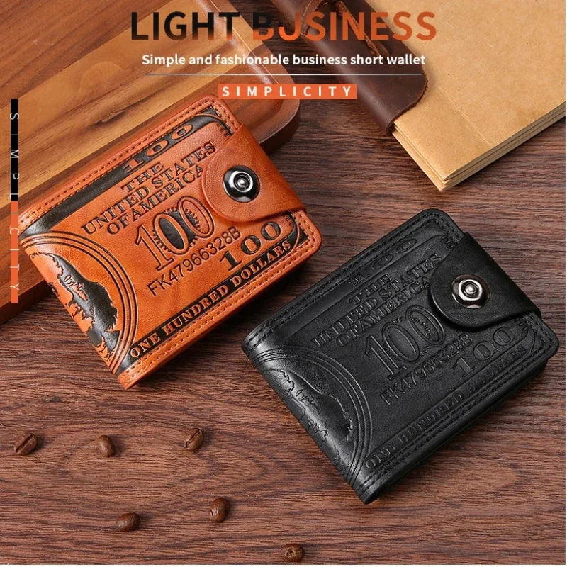 LOR MALE Men's Wallets  Dollar PatternWallet Male Leather Walet Photo Card HolderFashion Large Capacity Wallet Purse Bag