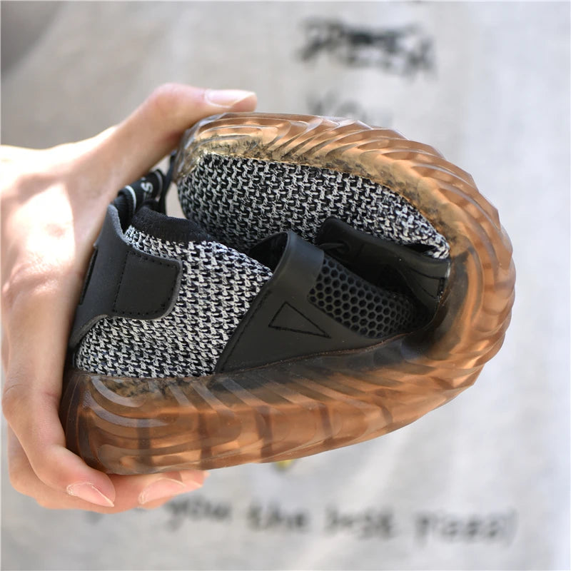 LOR MALE Steel Toe Work Boots for Men Breathable Safety Sneakers Construction Grade Anti-Puncture with Slip Resistant Rubber Sole Shoes