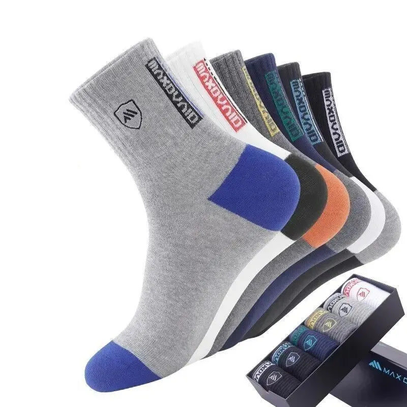 LOR MALE 5 Pairs Socks Mid-Calf Socks Warm Socks Long Sweat-Absorbing Breathable Socks