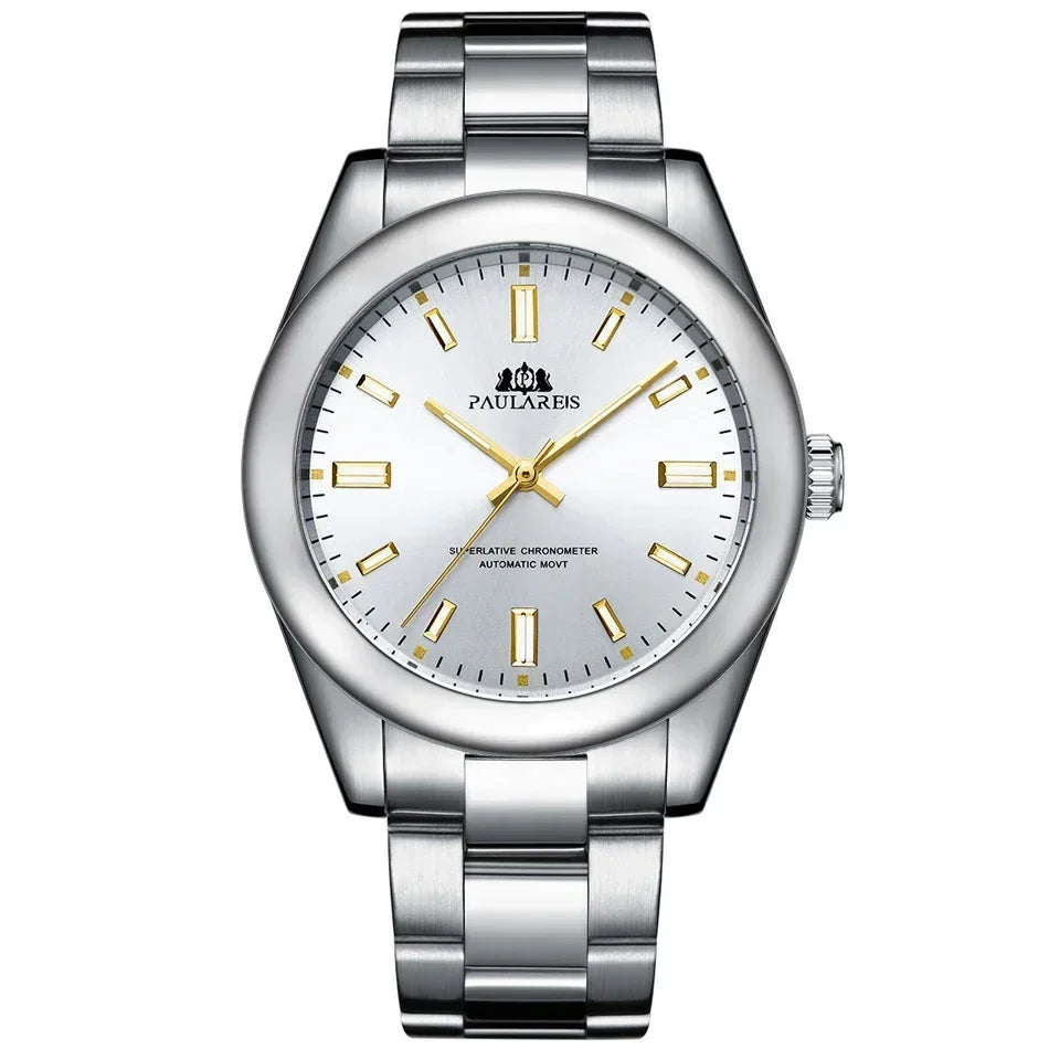 LOR MALE Automatic Watches Mechanical Self Wind Stainless Steel Luxury Red Yellow Blue 3