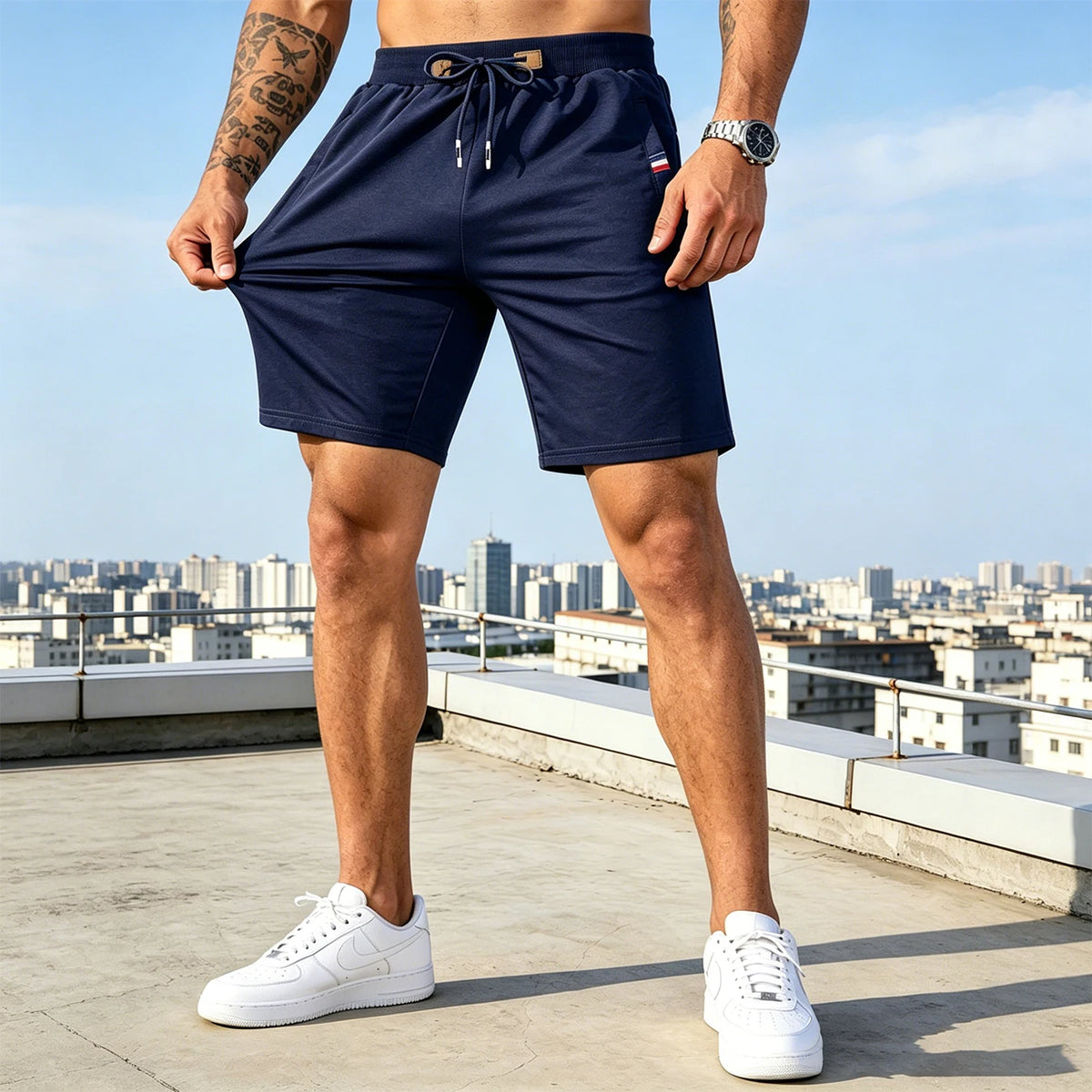 LOR MALE Men Casual Shorts New Summer Male Fashion Casual Short Men's Solid Color Fitness Breathable Shorts Men Drawstring Shorts