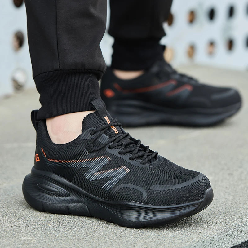 LOR MALE New Work Boots Steel Toe Safety Shoes Men Work Shoes Sneakers Lightweight Anti-Puncture Safety Shoes Men Indestructible Boots