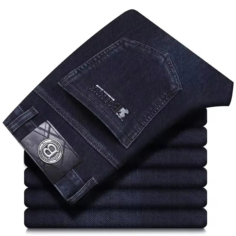 LOR MALE Men's Straight-leg Jeans High-quality Light Luxury Embroidered Casual Versatile Fashion Slimming Smooth Silhouette Style