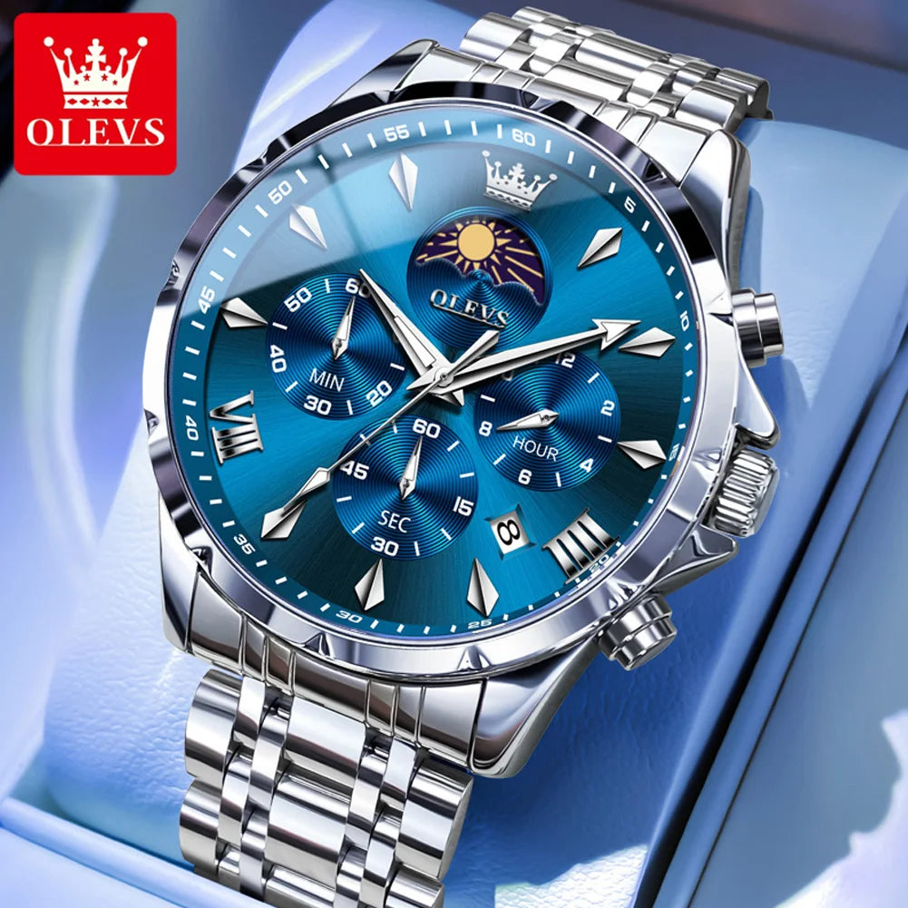 LOR MALE OLEVS 3653 Mans Watch Multifunctional Chronograph Quartz Watch Moon Phase Watc 2