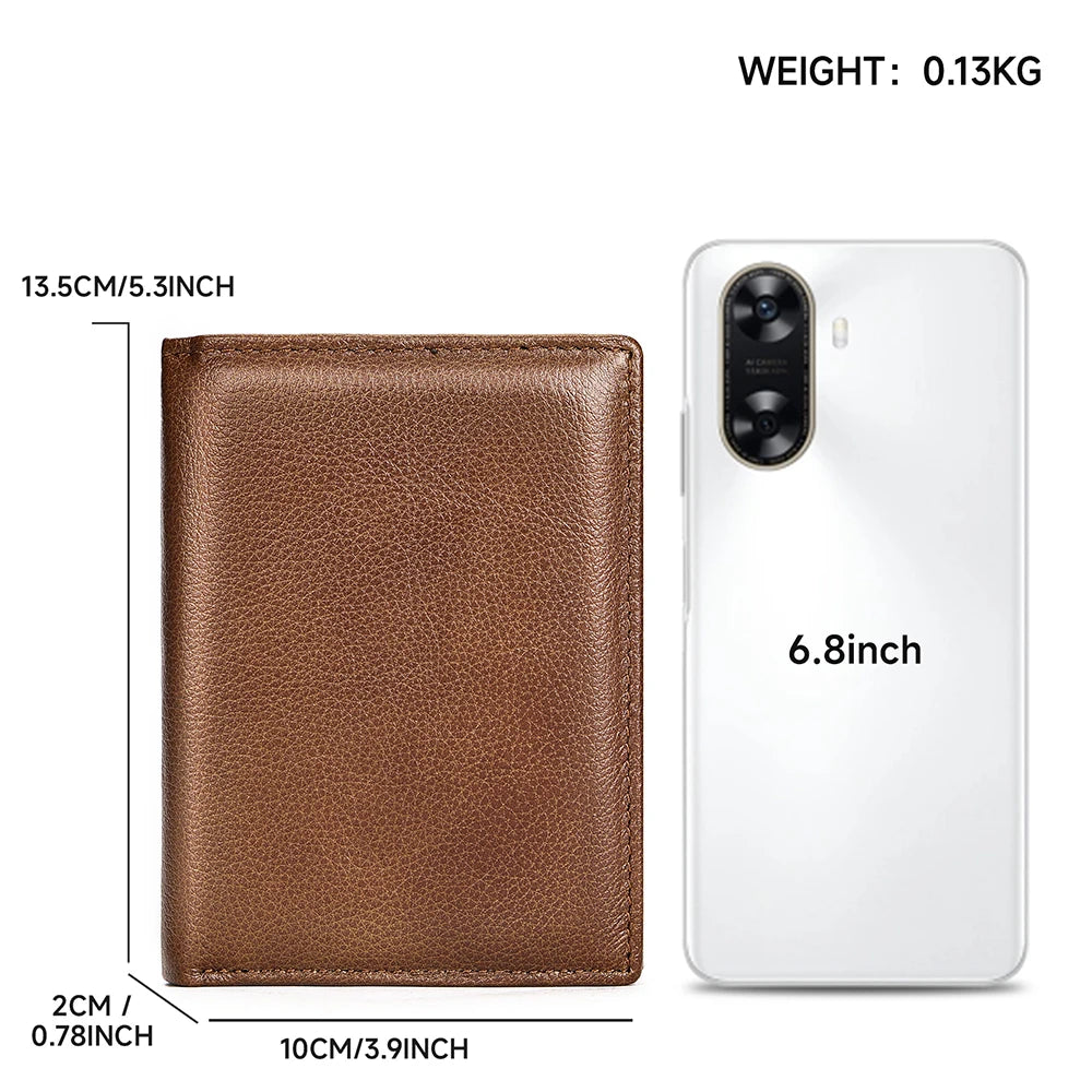 LOR MALE WESTAL New Hand-Made Cowhide Wallet Men's Leather Anti-Theft Cash Clip Advanced Sense Large Capacity Wallet