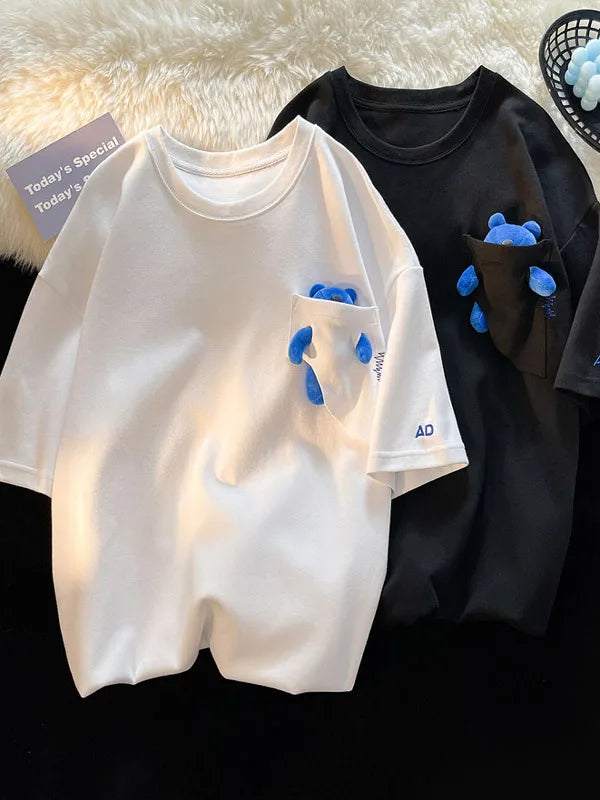 LOR MALE Trendy Brand Casual Short Sleeve T-Shirt Men Summer Thin Minimalist Design Sense Leisure Half Sleeve Creative Interest