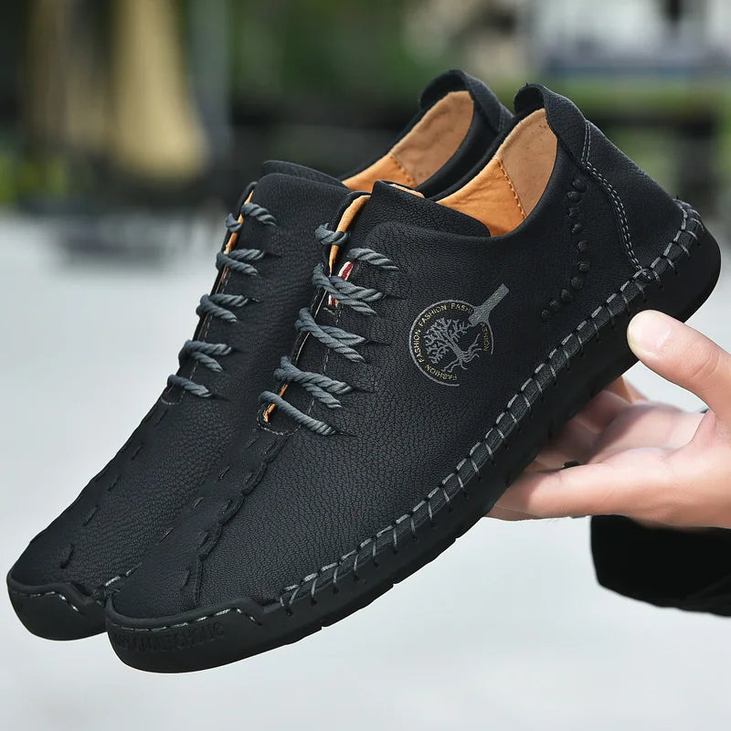 LOR MALE Handmade Genuine Leather Casual Men's Shoes Comfortable Soft Sneakers High Quality Man Loafers Fashion Walking Shoes Plus Size