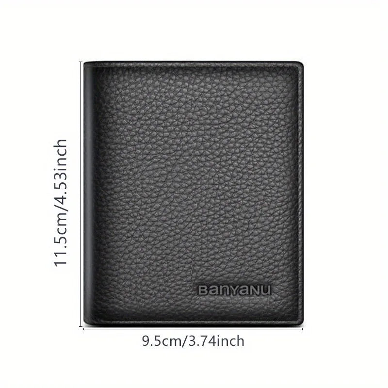 LOR MALE Vertical Short Wallets Genuine Leather Rfid Blocking Wallet Men Coin Pocket