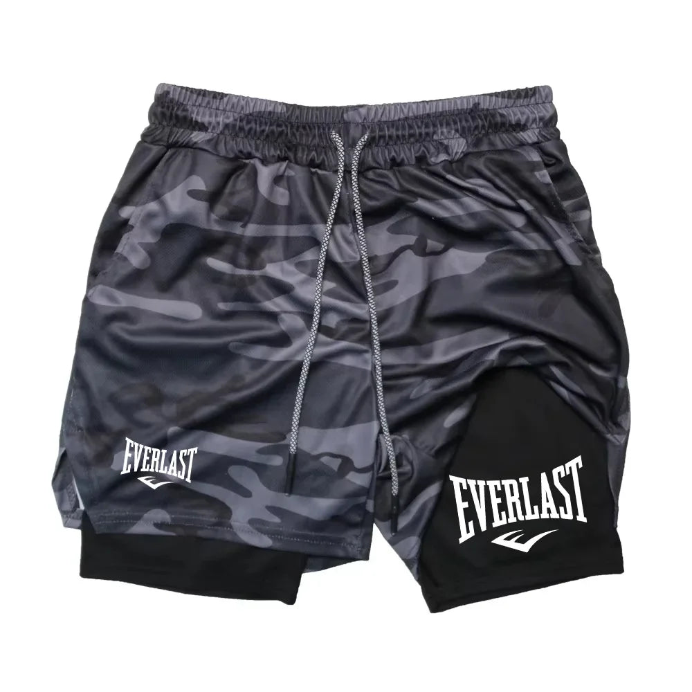 LOR MALE Men Running Shorts 2 In 1 Double-deck Sport Shorts Sportswear Gym