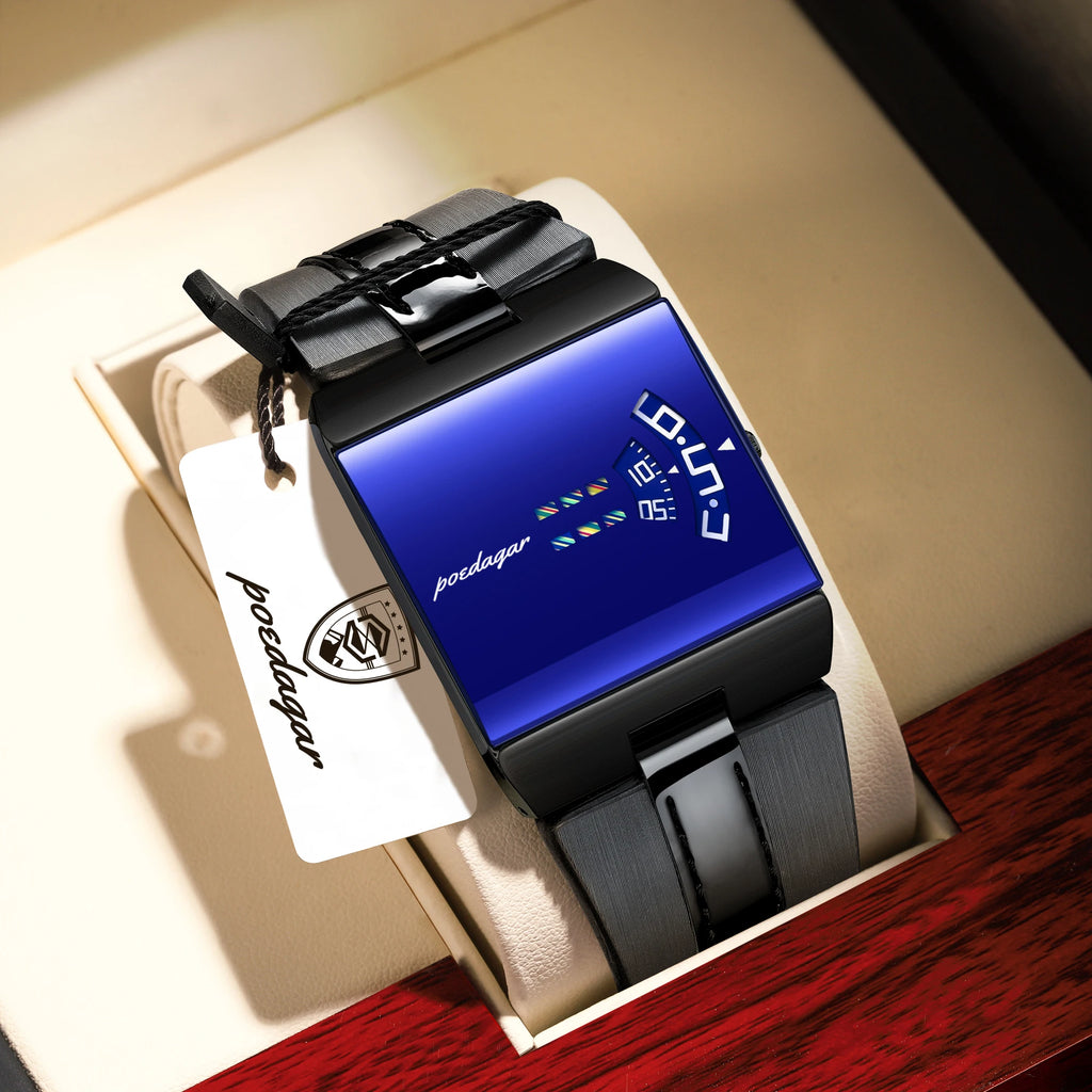 LOR MALE POEDAGAR Top Unique Man Watch Waterproof Casual Watch Sports Military Leather 2