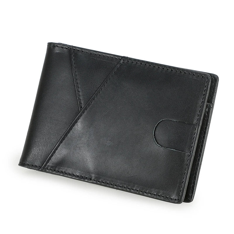 LOR MALE Men's Genuine Leather RFID Wallet, Ultra-thin Slim Bifold Design, Card Holder with Money Clip, Vintage High Quality Purse