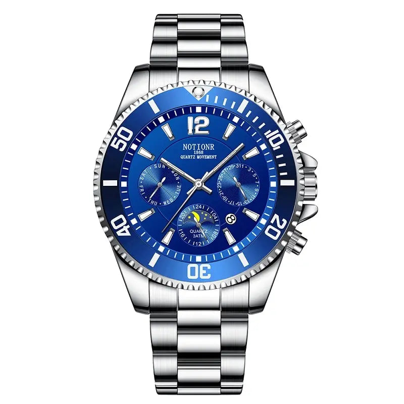 LOR MALE Watches Sport Waterproof Stainless Steel Quartz Watch Luxury Man Business Lumi