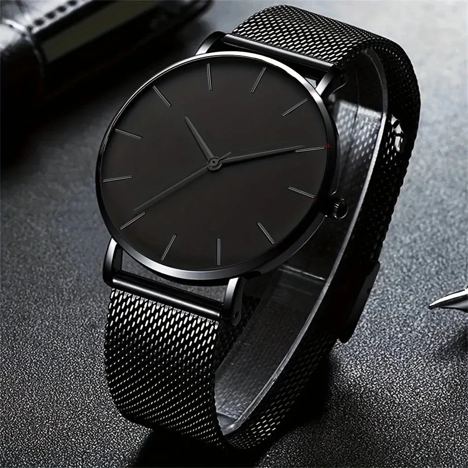 LOR MALE Watches Top Brand Luxury Quartz Watch Men Casual Slim Mesh Steel