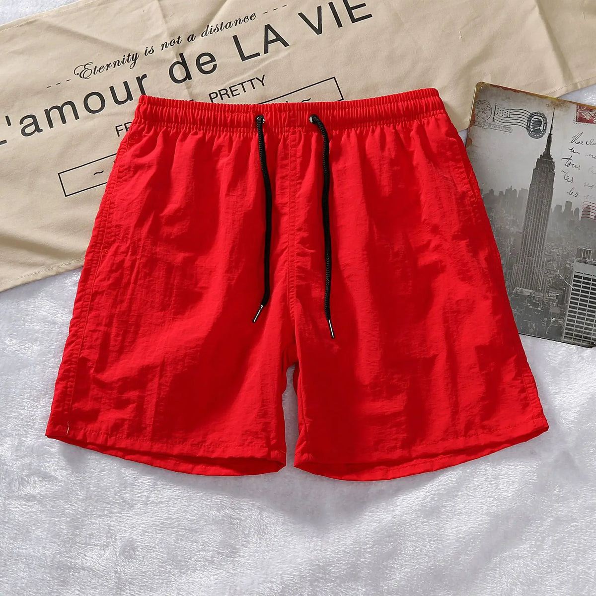 LOR MALE Men's Shorts 2024 Summer Thin New Hot Solid Casual Beach Short Pant Male Running Gym Fitness Breathable Sports Five Point Pants