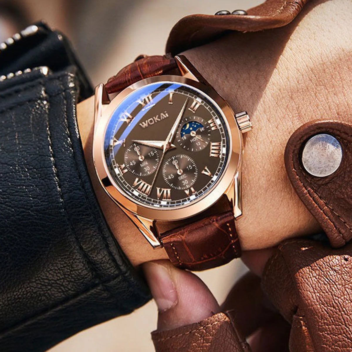 LOR MALE Men Luxury Watches Business Pu Leather Quartz Watch Gifts For Male