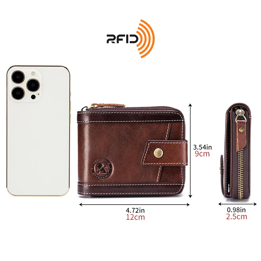 LOR MALE Leather wallet, men's leather coin purse, multi slot with photo album window, anti-theft brush, perfect gift item