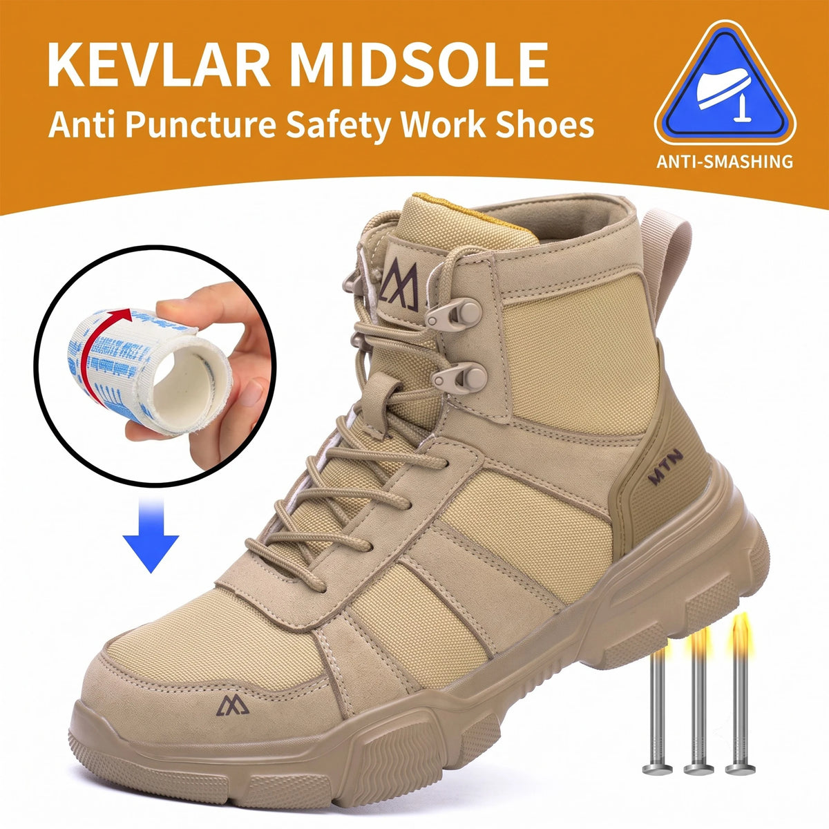 LOR MALE Indestructible Security Protective Boots Men Comfortable Breathable Construction Working Boots Anti-Puncture Work Safety Shoes