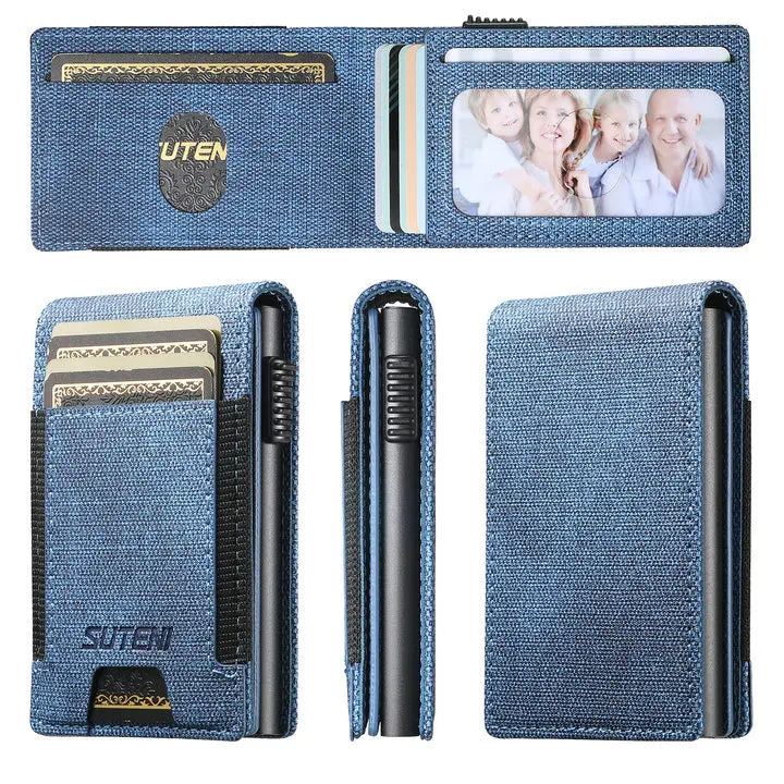 LOR MALE Luxury High Quality Leather PU Capa For Men Wallet Cards Slot Case Card Box Pressing The Button Automatically Ejects The Card