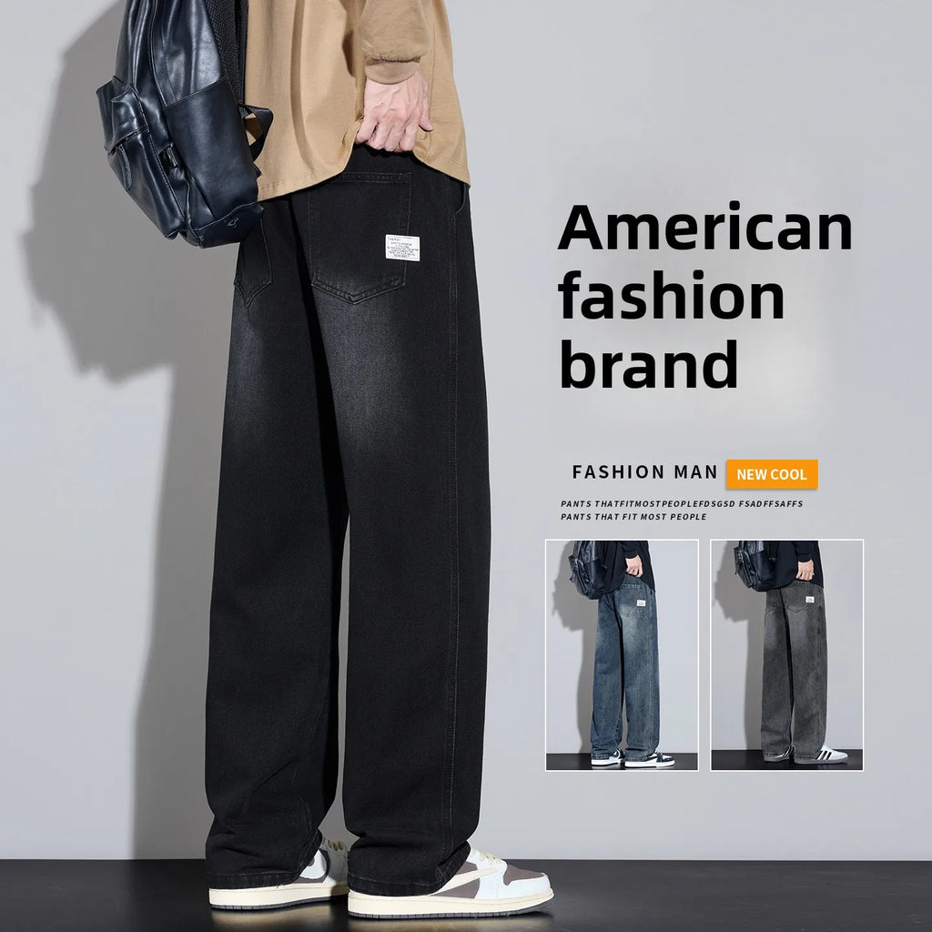 LOR MALE Jeans Men's 2025 Autumn and Winter New American Retro Loose Straight Casual Wide Leg Pants
