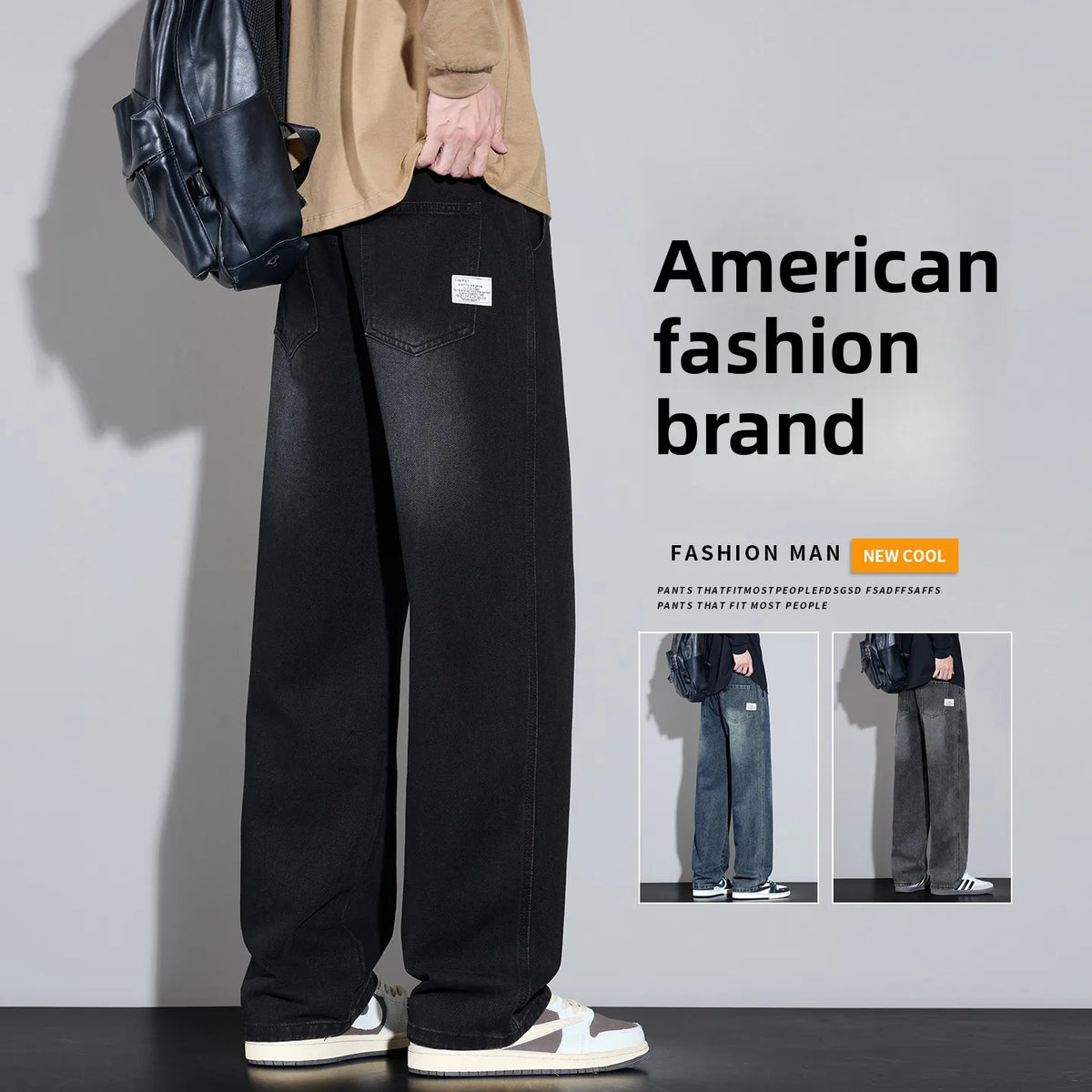 LOR MALE Jeans Men's 2025 Autumn and Winter New American Retro Loose Straight Casual Wide Leg Pants