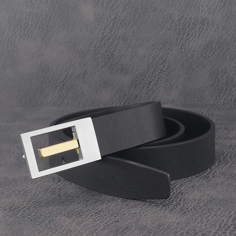 LOR MALE High quality belts 2.9cm exquisite Silvery slide buckle fashion brand luxury genuine leather white casual young waist strap B666