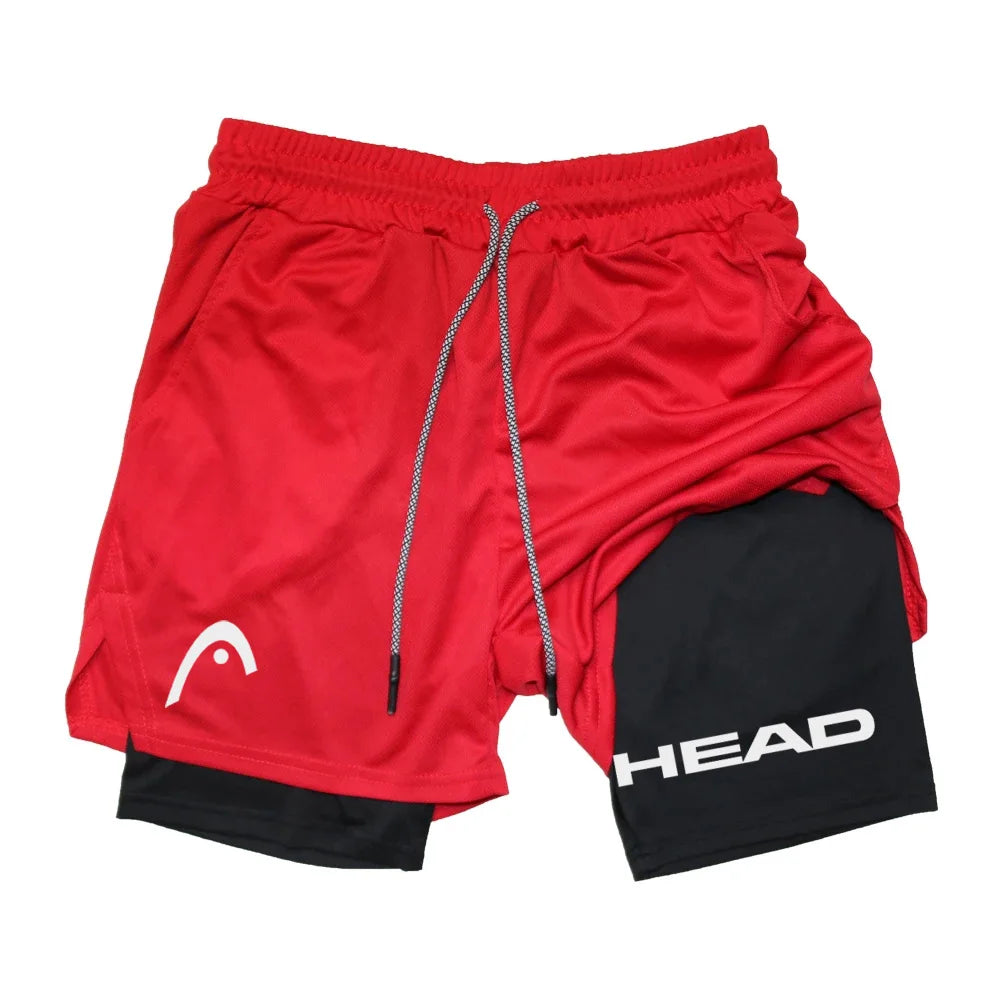 LOR MALE Anime Berserk Head Running Shorts Men Fitness Gym Training 2 in 1 Sports Quick Dry Workout Jogging Double Deck Summer