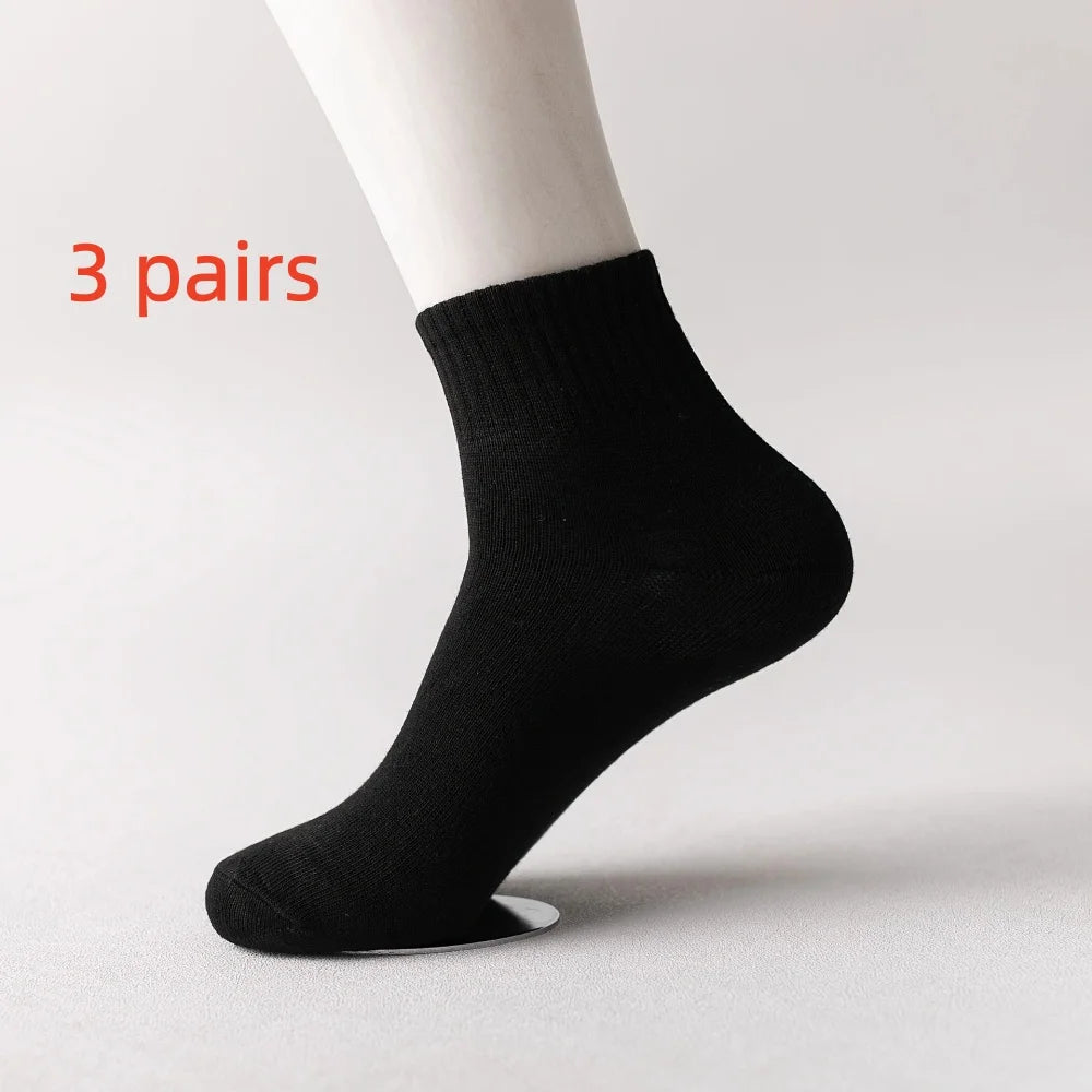 LOR MALE 10 Pairs of Men's Mid-Calf Socks Cotton Socks for All Seasons, Solid Color and Versatile