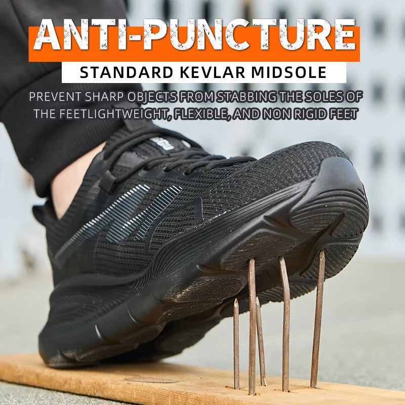 LOR MALE New Work Boots Steel Toe Safety Shoes Men Work Shoes Sneakers Lightweight Anti-Puncture Safety Shoes Men Indestructible Boots