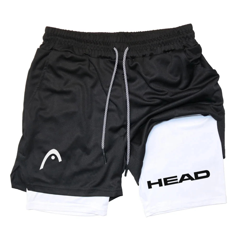 LOR MALE Anime Berserk Head Running Shorts Men Fitness Gym Training 2 in 1 Sports Quick Dry Workout Jogging Double Deck Summer