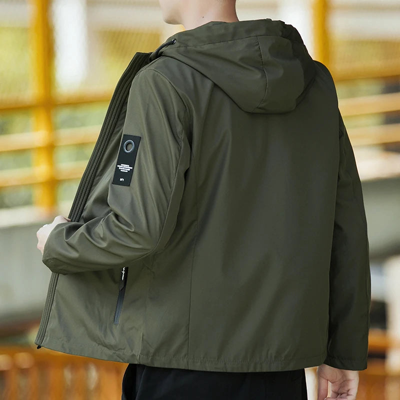LOR MALE Men's Jackets Waterproof Military Hooded Jacket Windbreaker Outdoor Camping Sports Coat Male Clothing Thin Overcoat 5XL 6XL 7XL