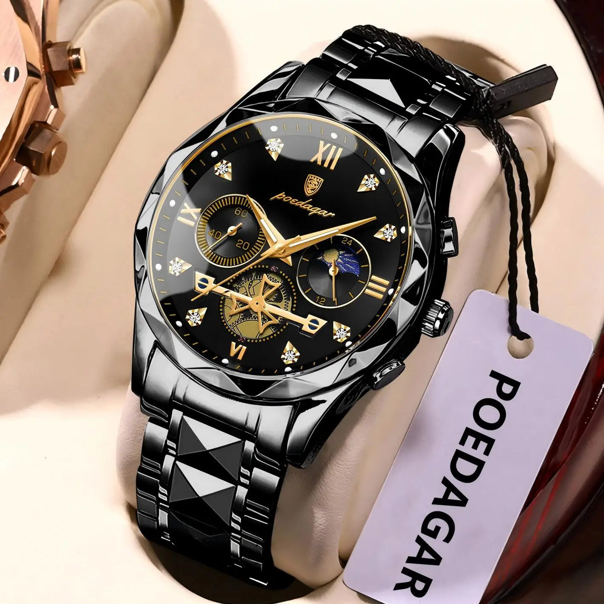 LOR MALE POEDAGAR Top High Quality Man Wristwatch Stainless Steel Chronograph Business Men Watch Waterproof Luminous Quartz Men's Watches