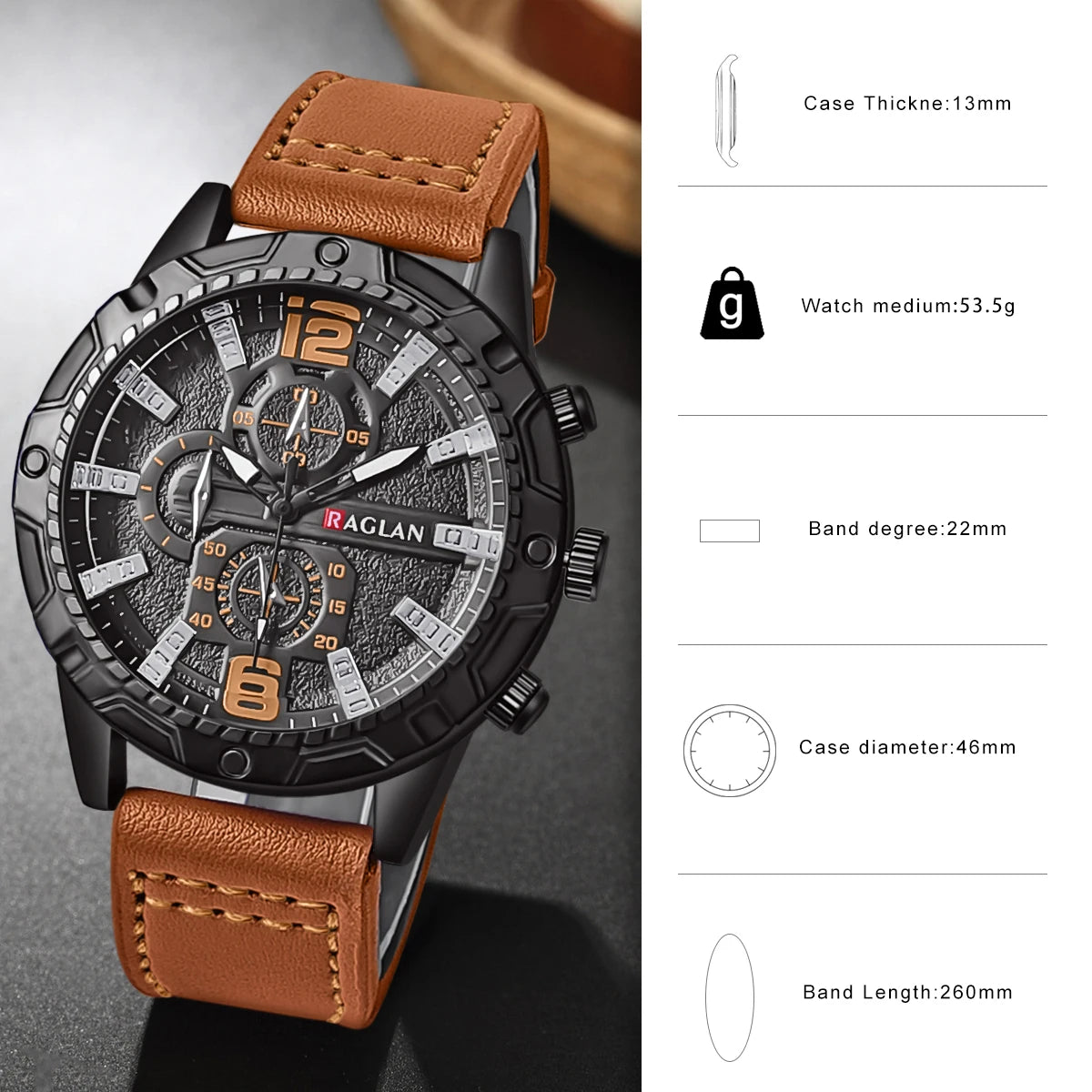 LOR MALE Top Brand Watch Watches Leather Strap Clock Man Wristwatch Gift Relogio